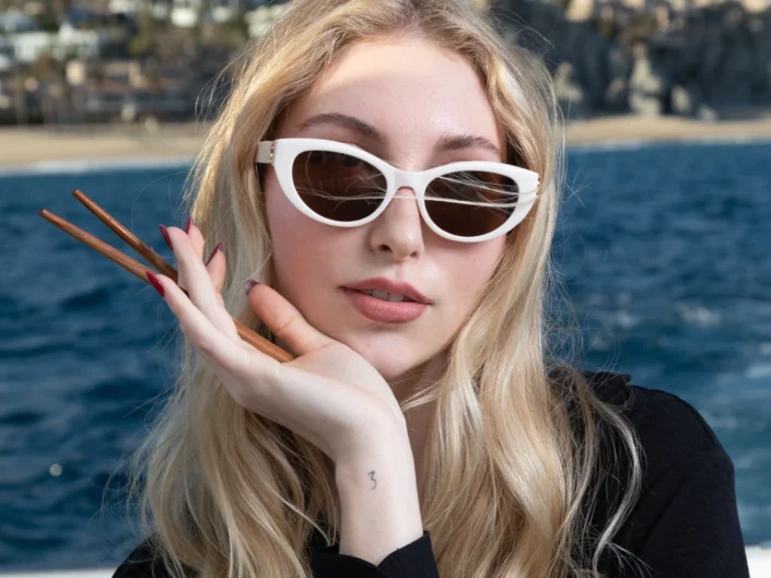 Model Haley Patterson aboard No Worries in Cabo.