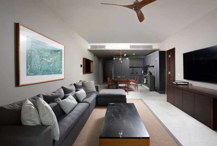 Luxury open-concept living room at Angie’s villa in The Cape Residences Los Cabos