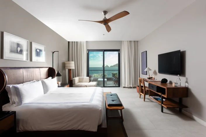 Luxury bedroom with ocean-view terrace at The Cape Residences Los Cabos